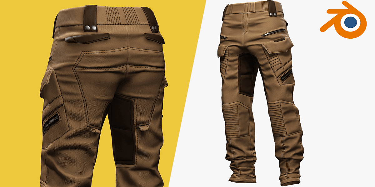 Realistic Pants 1 For Men Rigged — Stylized Cartoon 3D Character Model Fully Rigged for Blender