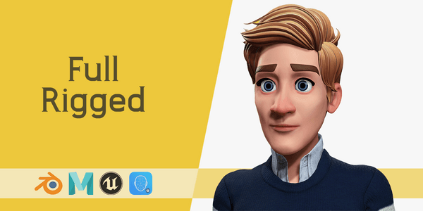Father Model 3d Cartoon — Stylized Cartoon 3D Character Model Fully Rigged for Blender