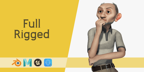 Old Man — Stylized Cartoon 3D Character Model Fully Rigged for Blender