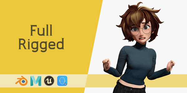Mother Cartoon Woman Stylized — Stylized Cartoon 3D Character Model Fully Rigged for Blender