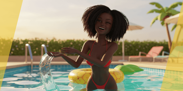 Xiv Afro American Female Character Cute African Rigged Low Poly 3d Model — Stylized Cartoon 3D Character Model Fully Rigged for Blender