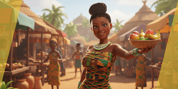 African Elegance Afro Culture Rigged 3d Model Of A Cute Woman — Stylized Cartoon 3D Character Model Fully Rigged for Blender