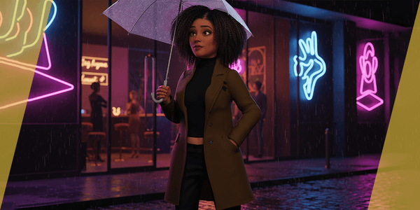Afro Elegance Cartoon Black African Woman Rigged 3d Model — Stylized Cartoon 3D Character Model Fully Rigged for Blender