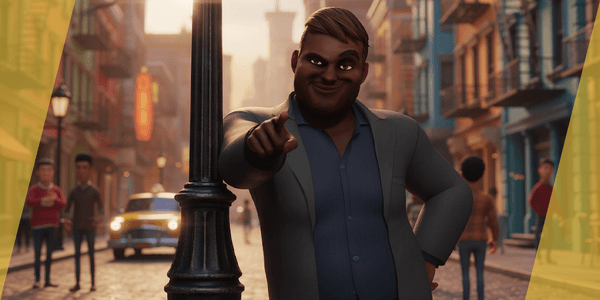 Elegant Black Man Standing — Stylized Cartoon 3D Character Model Fully Rigged for Blender