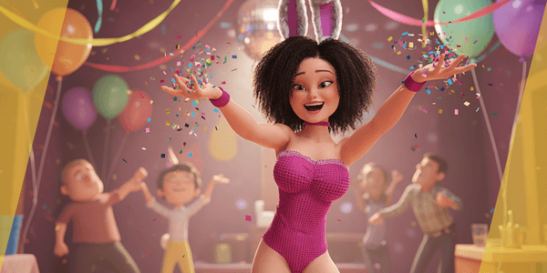 Stylized Curly Haired In Bunny Outfit Girl — Stylized Cartoon 3D Character Model Fully Rigged for Blender