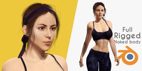 Realistic Female Athlete In Sportswear Blender Ready Low Poly 3d Model — Stylized Cartoon 3D Character Model Fully Rigged for Blender