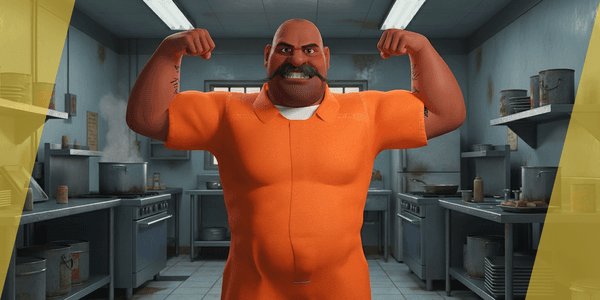 Cartoon Man With Mustache In Prison Jumpsuit — Stylized Cartoon 3D Character Model Fully Rigged for Blender