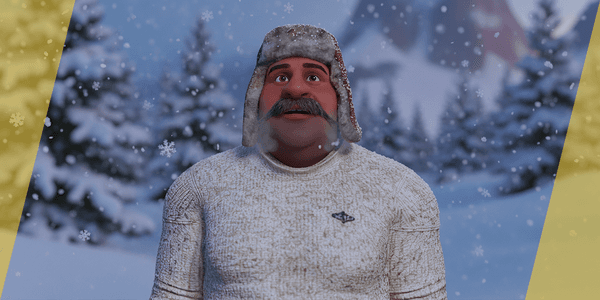 Cartoon Man With Moustache And Winter Hat Toon Winter — Stylized Cartoon 3D Character Model Fully Rigged for Blender