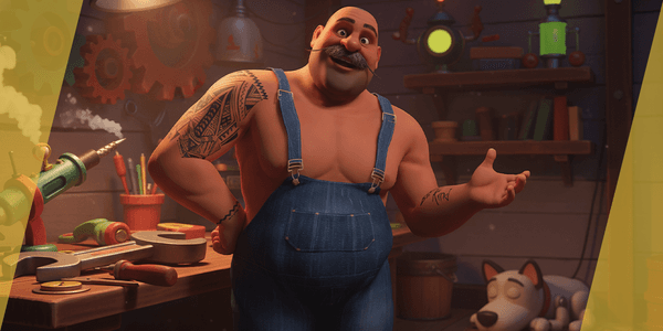 Cartoon Muscular Farmer With Tattoo And Moustache — Stylized Cartoon 3D Character Model Fully Rigged for Blender