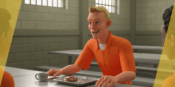 Cartoon Prisoner In Orange Jumpsuit — Stylized Cartoon 3D Character Model Fully Rigged for Blender