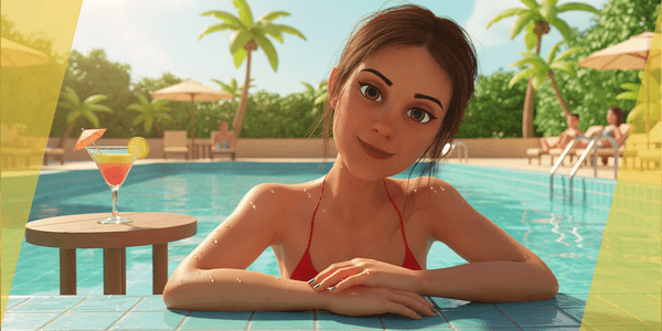 Stylized Cartoon Woman In Bikini — Stylized Cartoon 3D Character Model Fully Rigged for Blender
