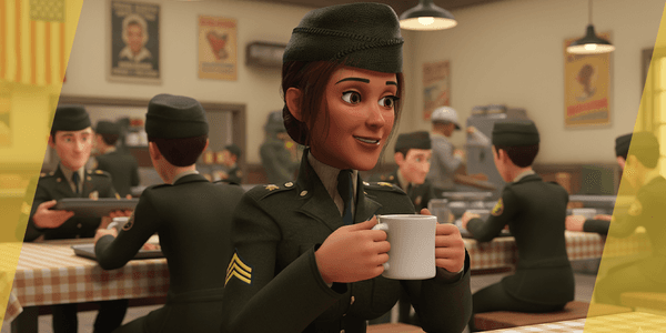 Woman In Us Army Uniform — Stylized Cartoon 3D Character Model Fully Rigged for Blender