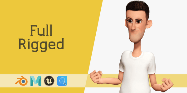 Fun And Quirky Male Rigged Exaggerated Toon 3d Guy — Stylized Cartoon 3D Character Model Fully Rigged for Blender