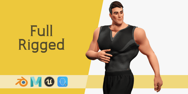 Muscular Sportsman Athlete Rigged Stylized Fit Male Model Fitness Guy — Stylized Cartoon 3D Character Model Fully Rigged for Blender